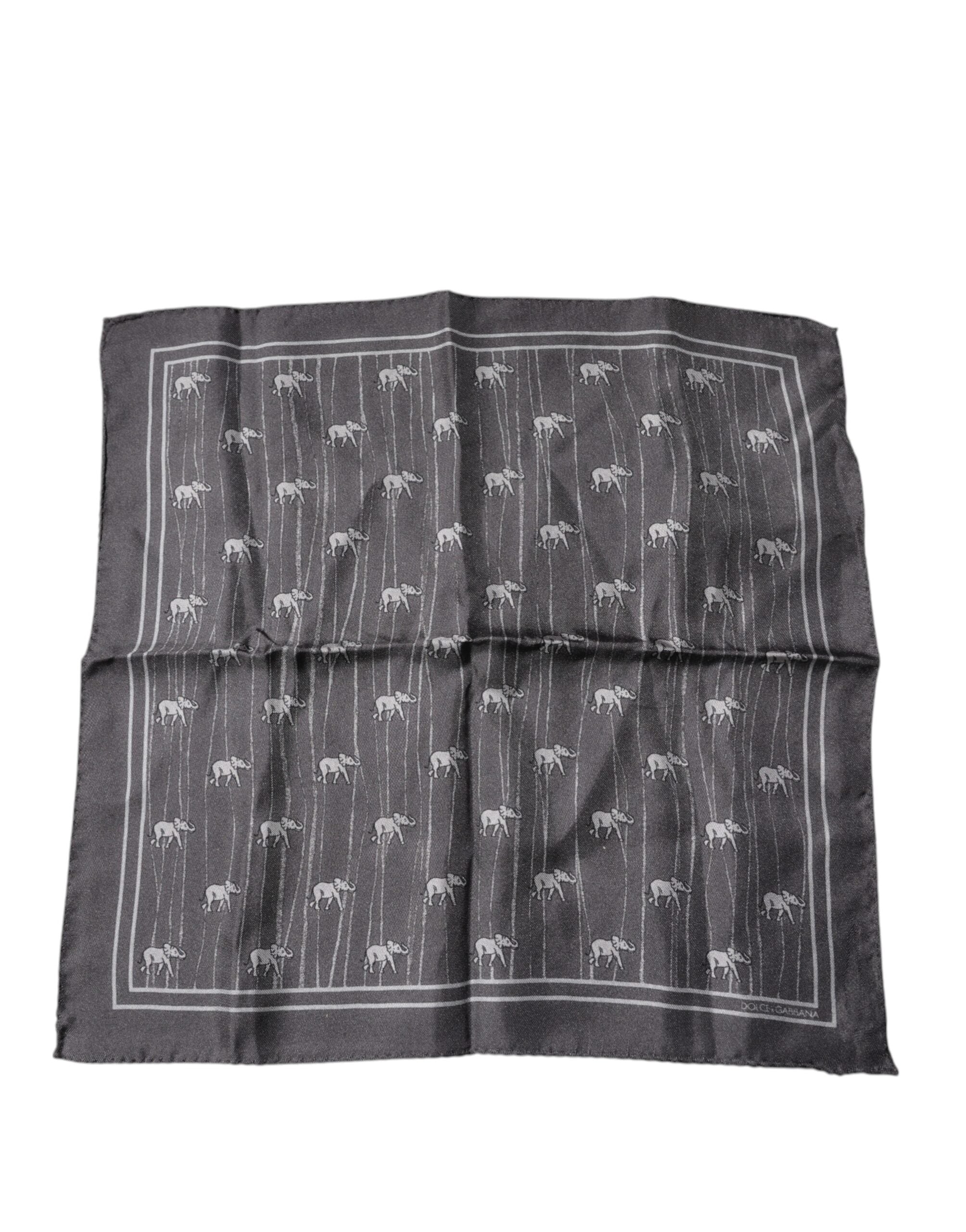 Dolce & Gabbana Brown Elephant Fantasy Handkerchief Women's Scarf