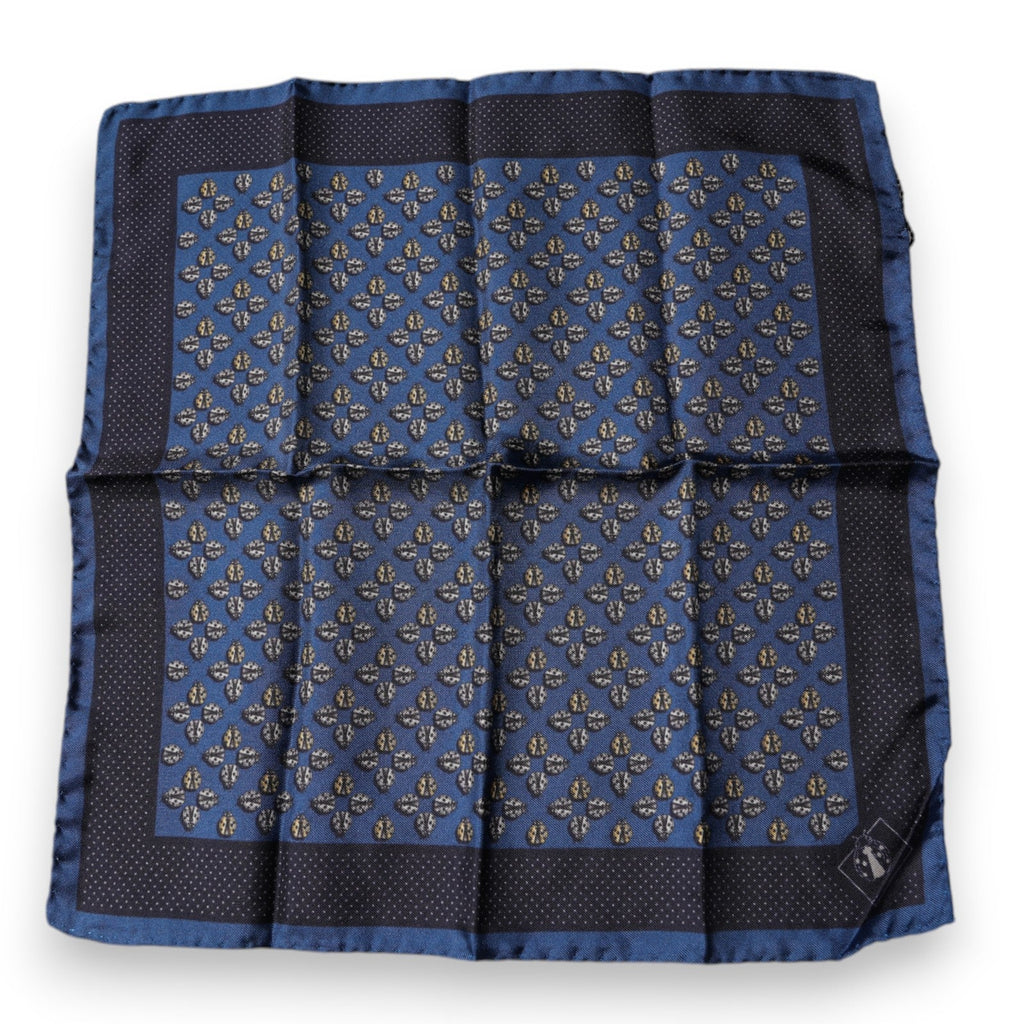 Dolce & Gabbana Blue Lady Bug Silk Square Handkerchief Men's Scarf