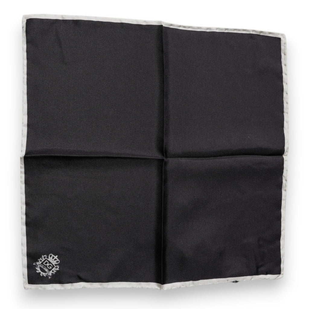 Dolce & Gabbana Black Crown Logo Square Handkerchief Men's Scarf