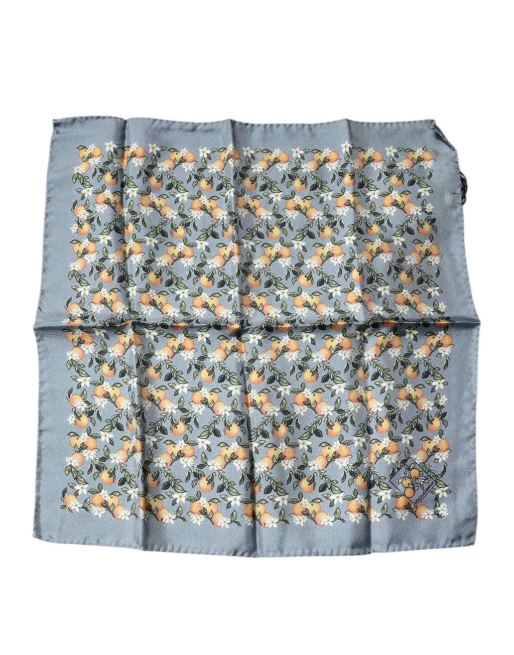 Dolce & Gabbana Gray Oranges Silk Square Handkerchief Men's Scarf