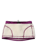 Dolce & Gabbana White Purple Cashmere Fleece Neck Warmer Women's Scarf