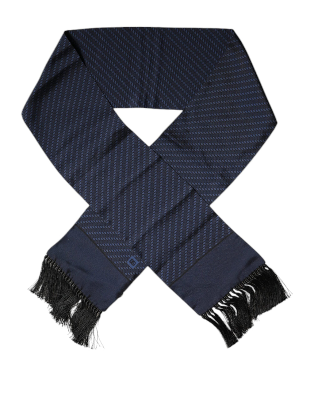 Dolce & Gabbana Dark Blue Fantasy Fringes Neck Wrap Men's Scarf