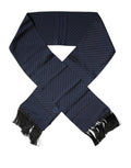 Dolce & Gabbana Dark Blue Fantasy Fringes Neck Wrap Men's Scarf