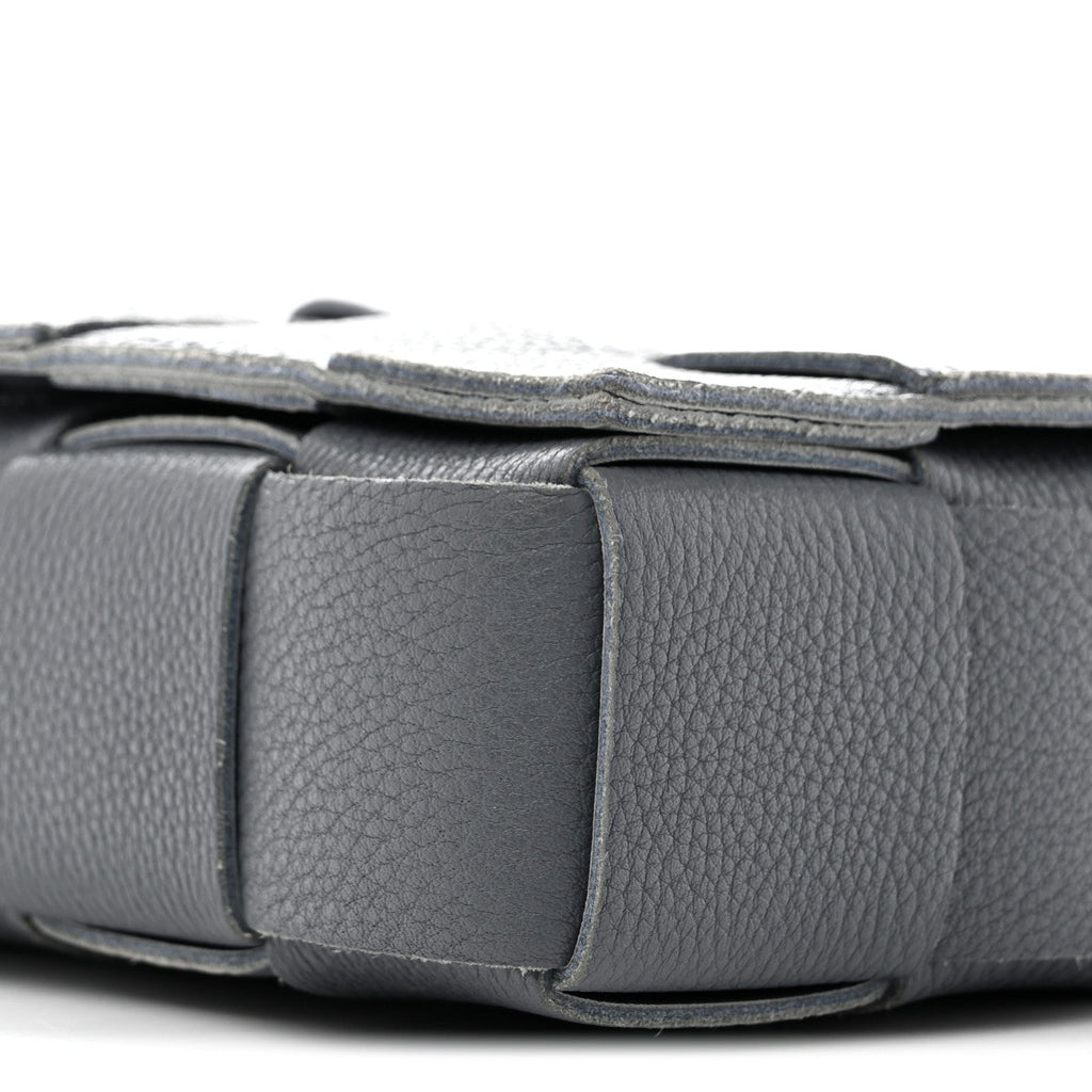 Grained Calfskin Maxi Intrecciato Cassette Crossbody Bag Thunder