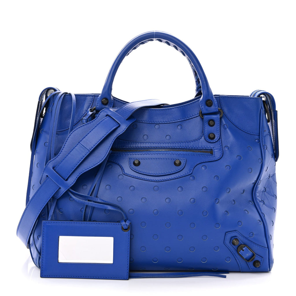 Perforated Lambskin Polka Dots Classic Hardware Velo Blue