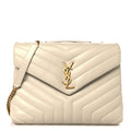 Calfskin Y Quilted Monogram Medium Loulou Chain Satchel Crema Soft