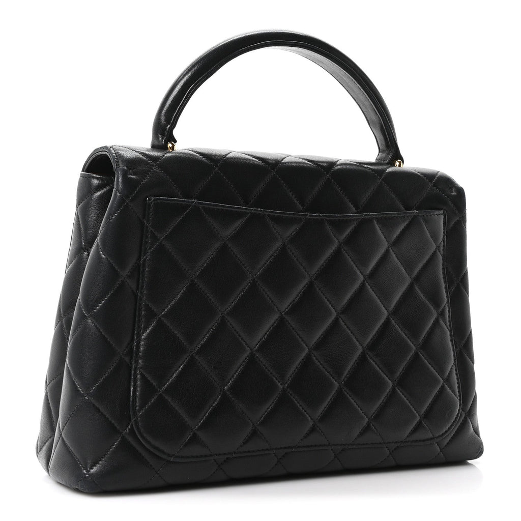 Lambskin Quilted Medium Kelly Flap Bag Black