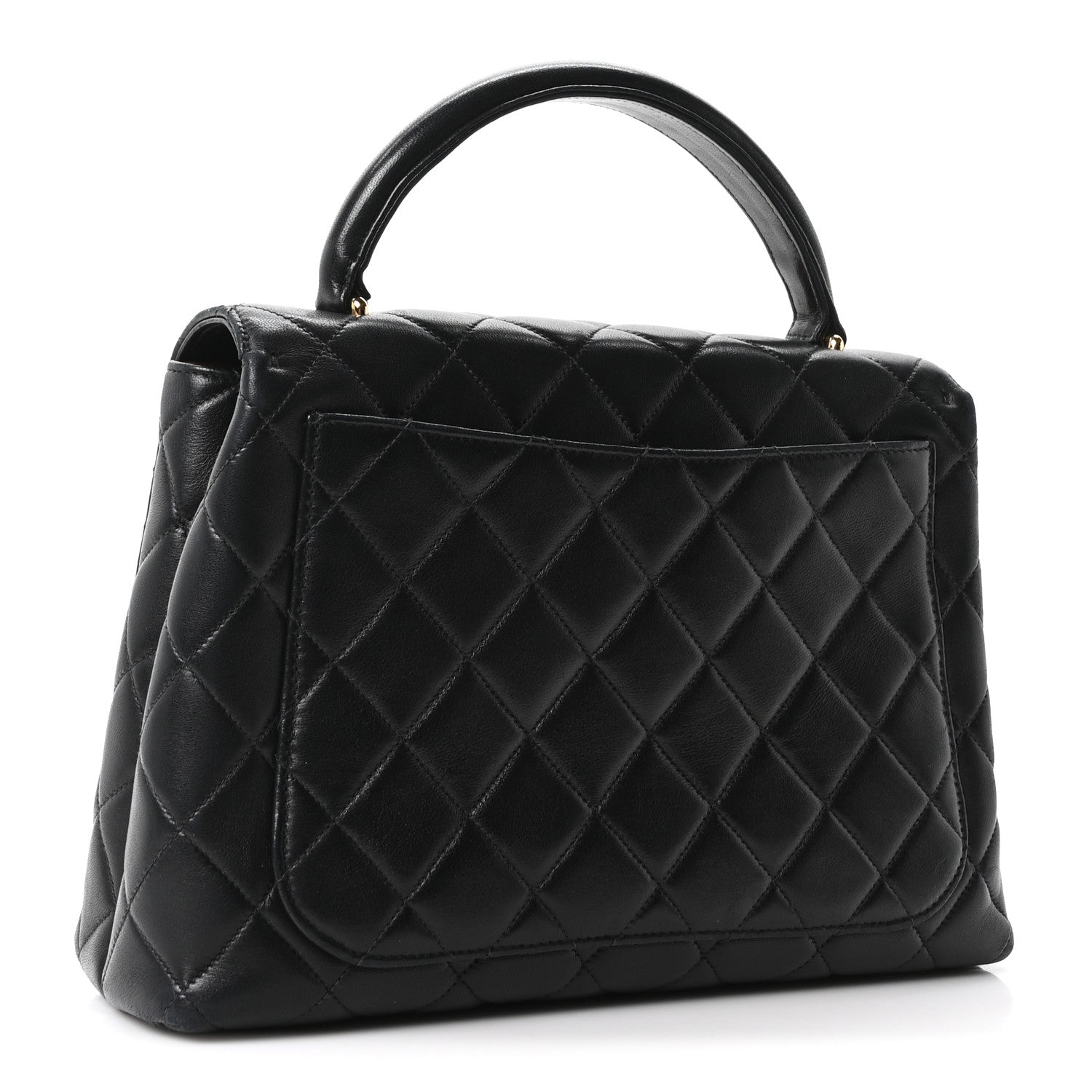 Lambskin Quilted Medium Kelly Flap Bag Black