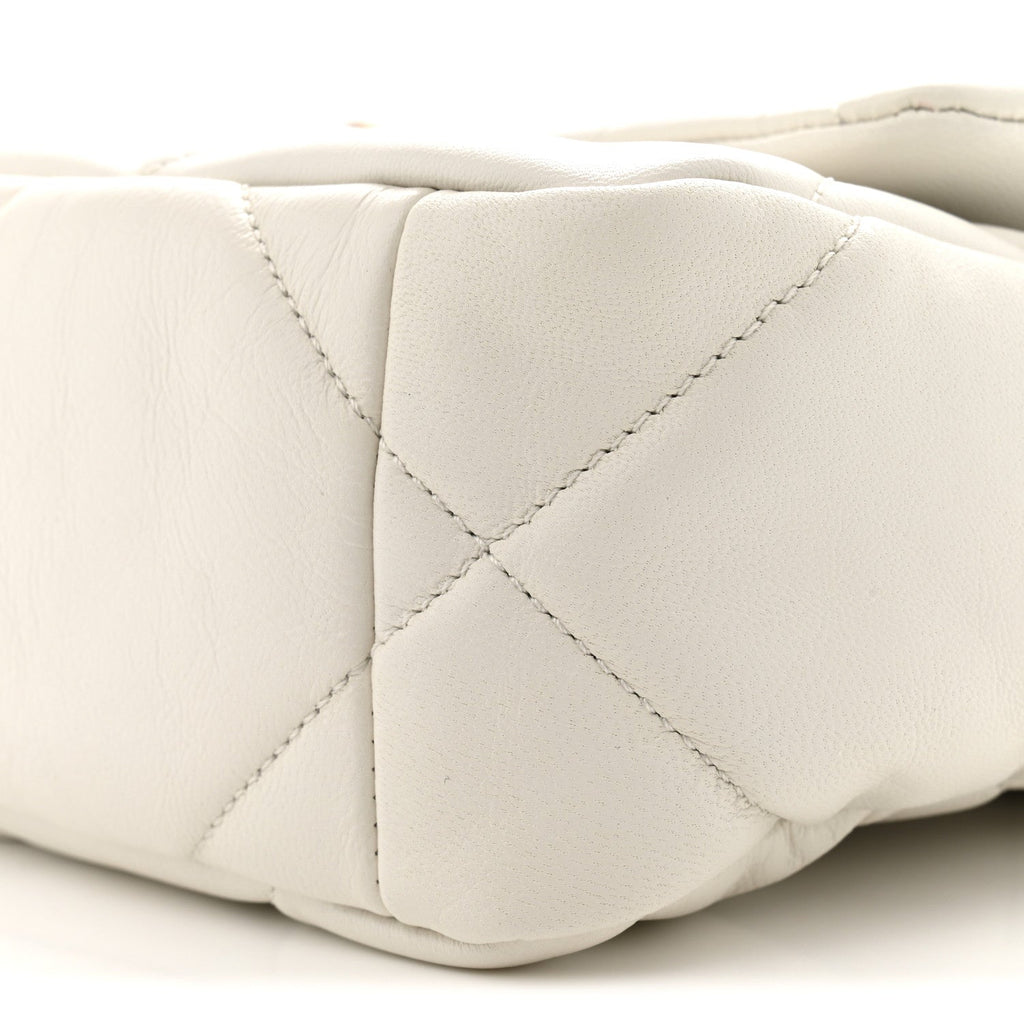 Goatskin Quilted Medium Chanel 19 Flap White