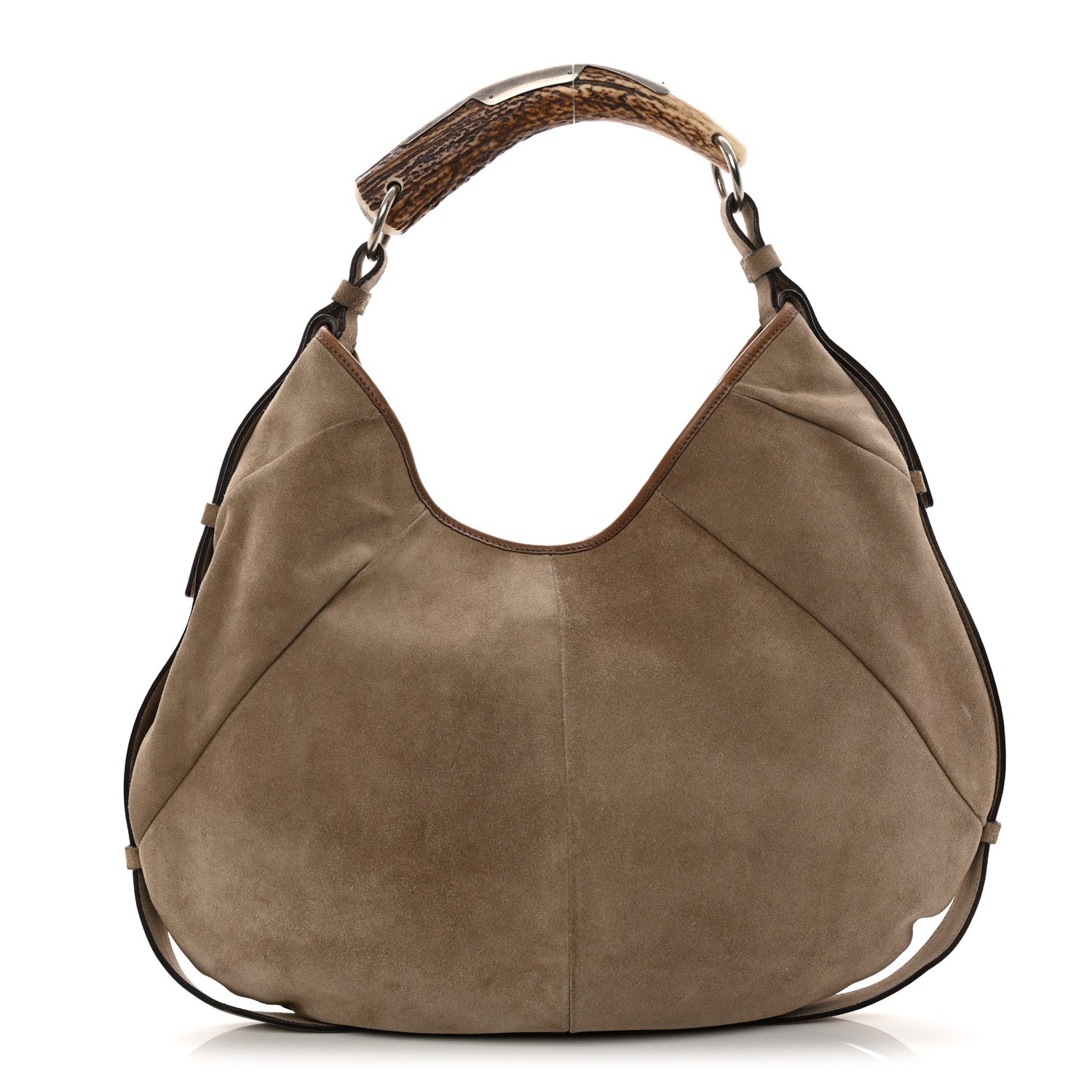Suede Buffalo Horn Mombasa Hobo Beige