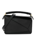 Calfskin Small Woven Puzzle Bag Black