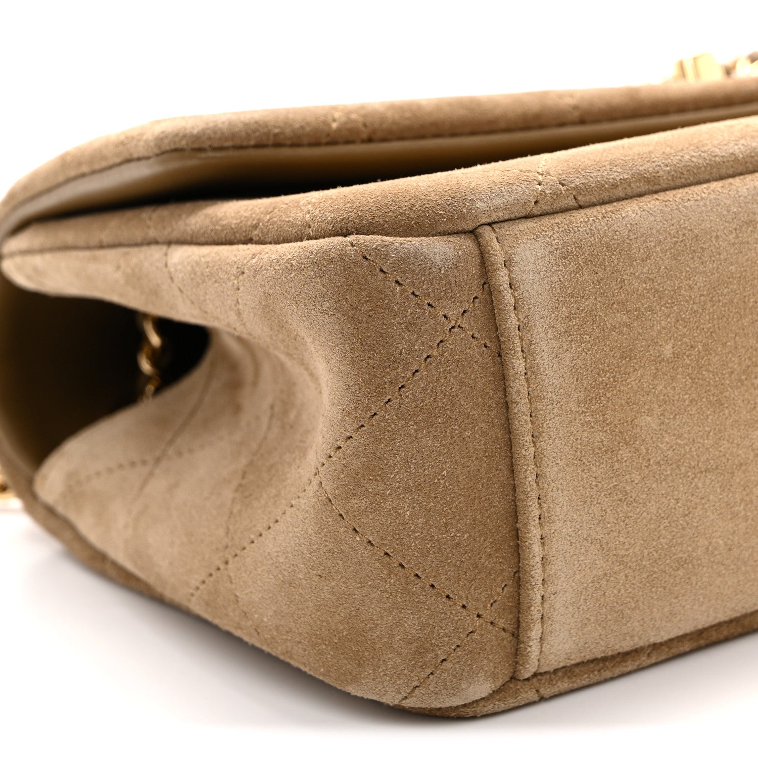 Suede Calfskin Quilted Eyes On You Flap Dark Beige
