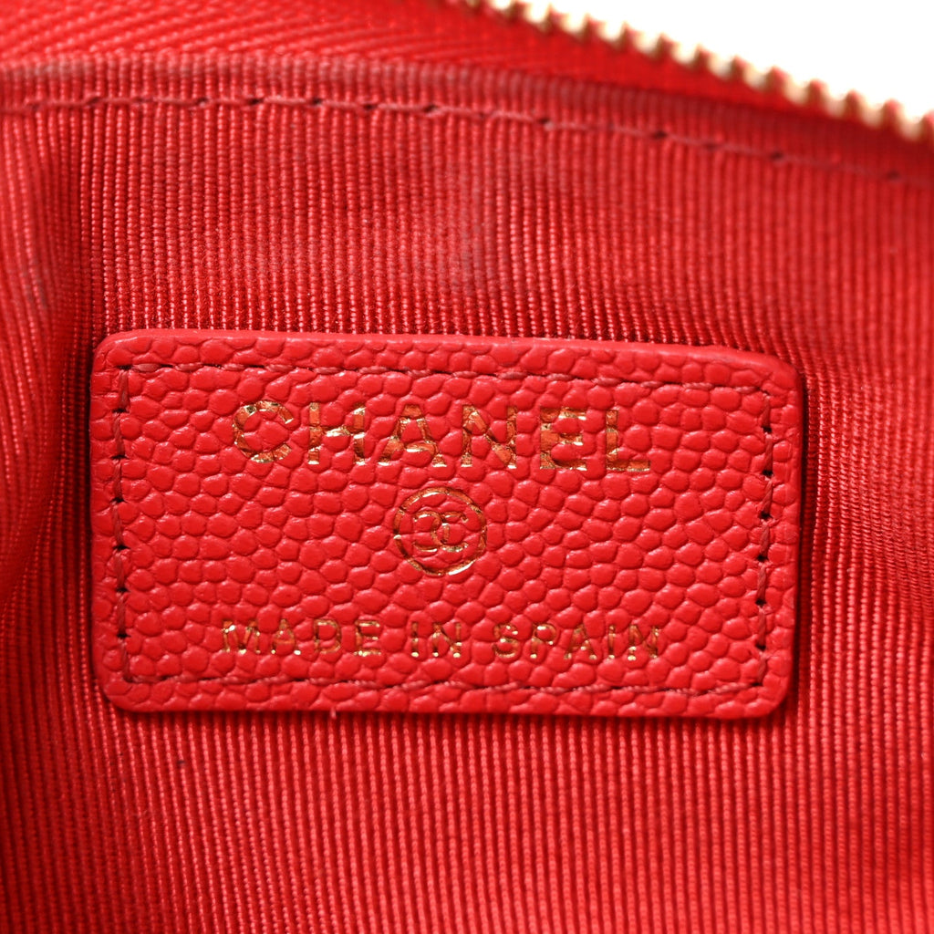 Caviar Quilted Small Cosmetic Case Red