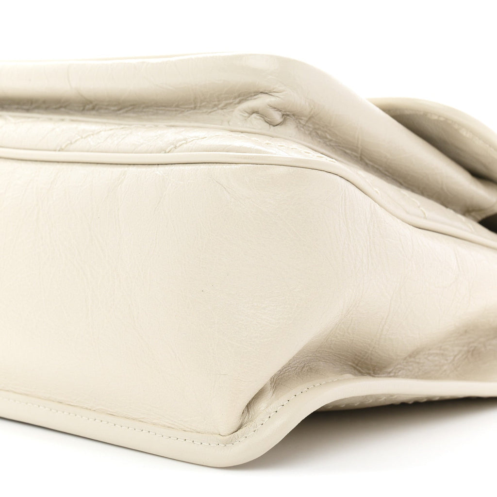 Crinkled Calfskin Matelasse Monogram Medium Niki Chain Satchel Crema Soft