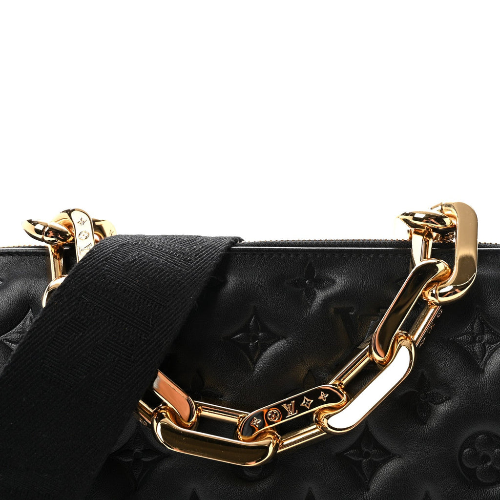 Lambskin Embossed Monogram Coussin MM Black