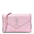 Metallic Calfskin Monogram Envelope Chain Wallet New Azalea