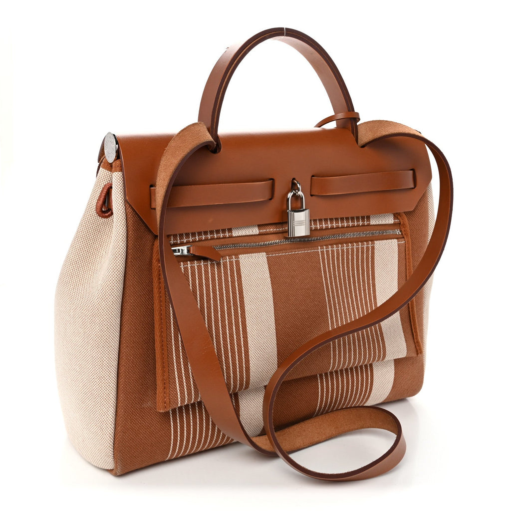 Vache Hunter Toile H Vibration Herbag Zip Retourne 31 PM Fauve Ecru Beige