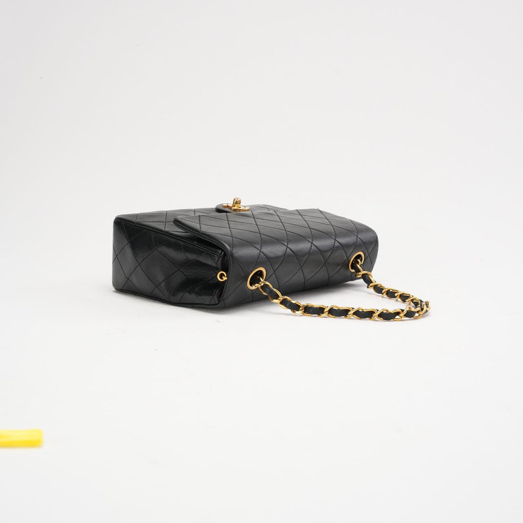 Chanel Vintage Black Mini Square Classic Flap Bag 1991