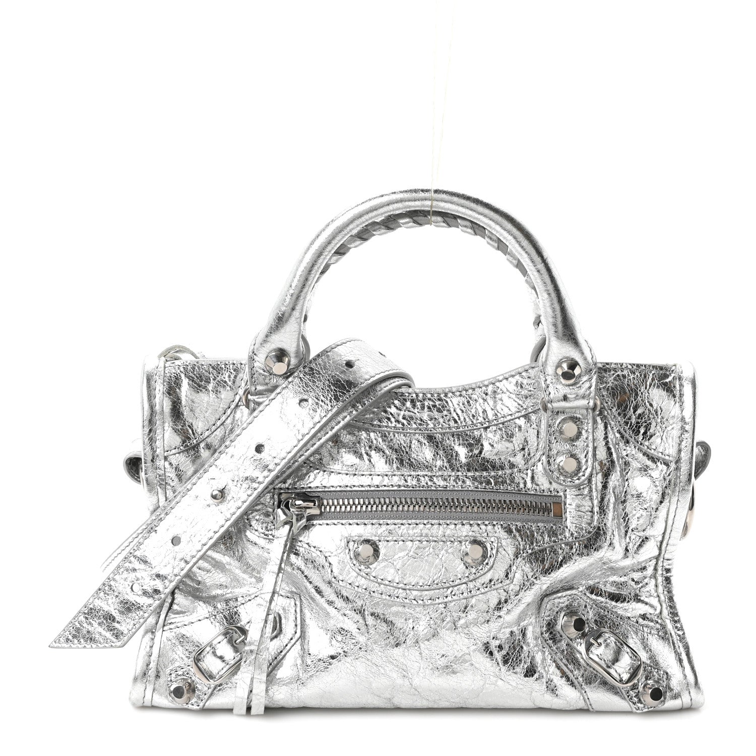 Metallized Arena Lambskin Classic Silver Hardware Le City Mini Silver