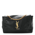 Smooth Calfskin Suede Medium Reversible Monogram Kate Satchel Black