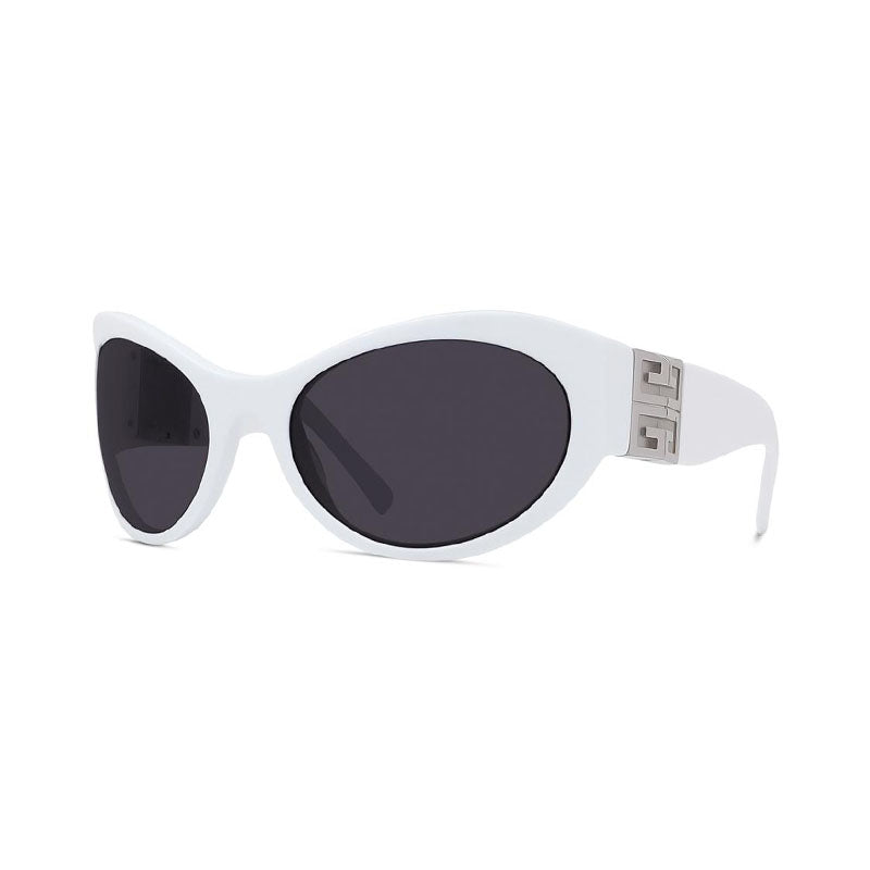 Givenchy Sunglasses Oval Full Rim, Shiny Black/Gold Frame and Grey Lens GV40073I01A