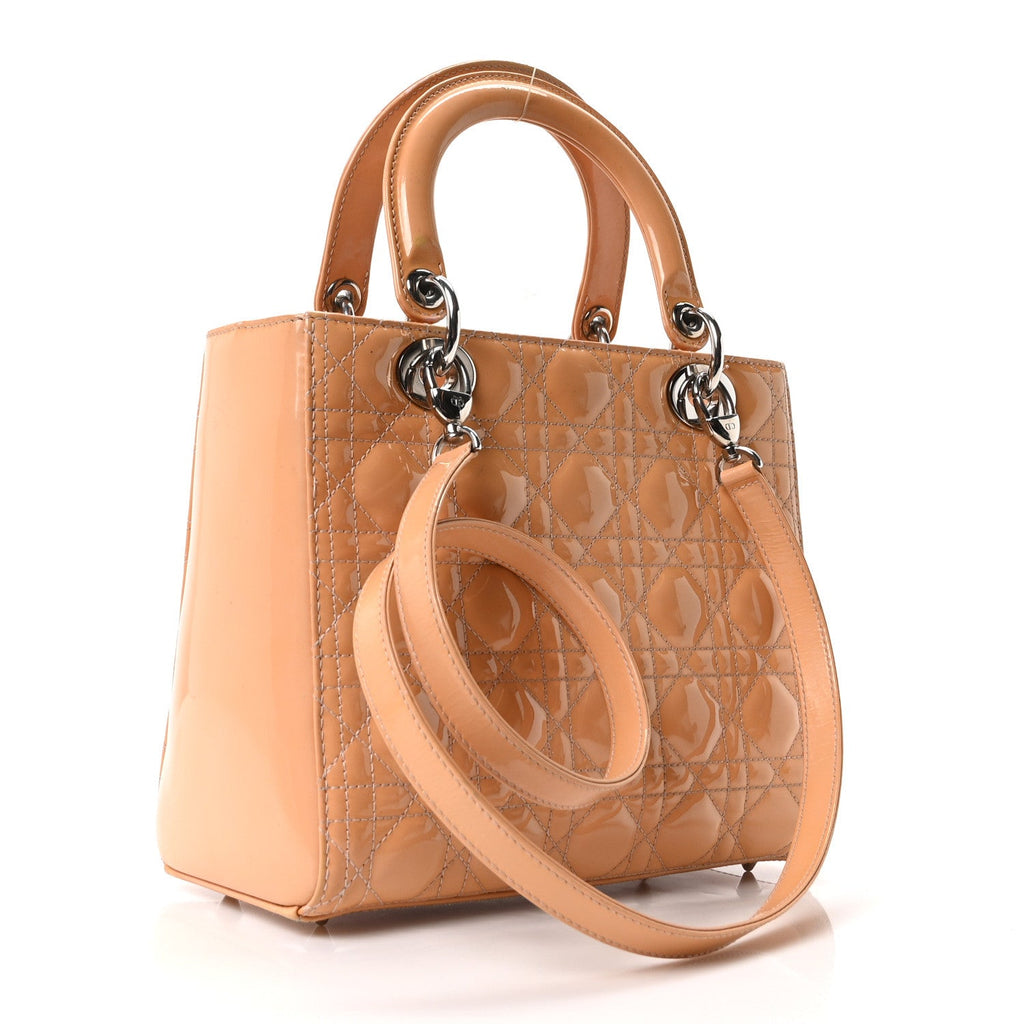 Patent Cannage Medium Lady Dior Rose Clair