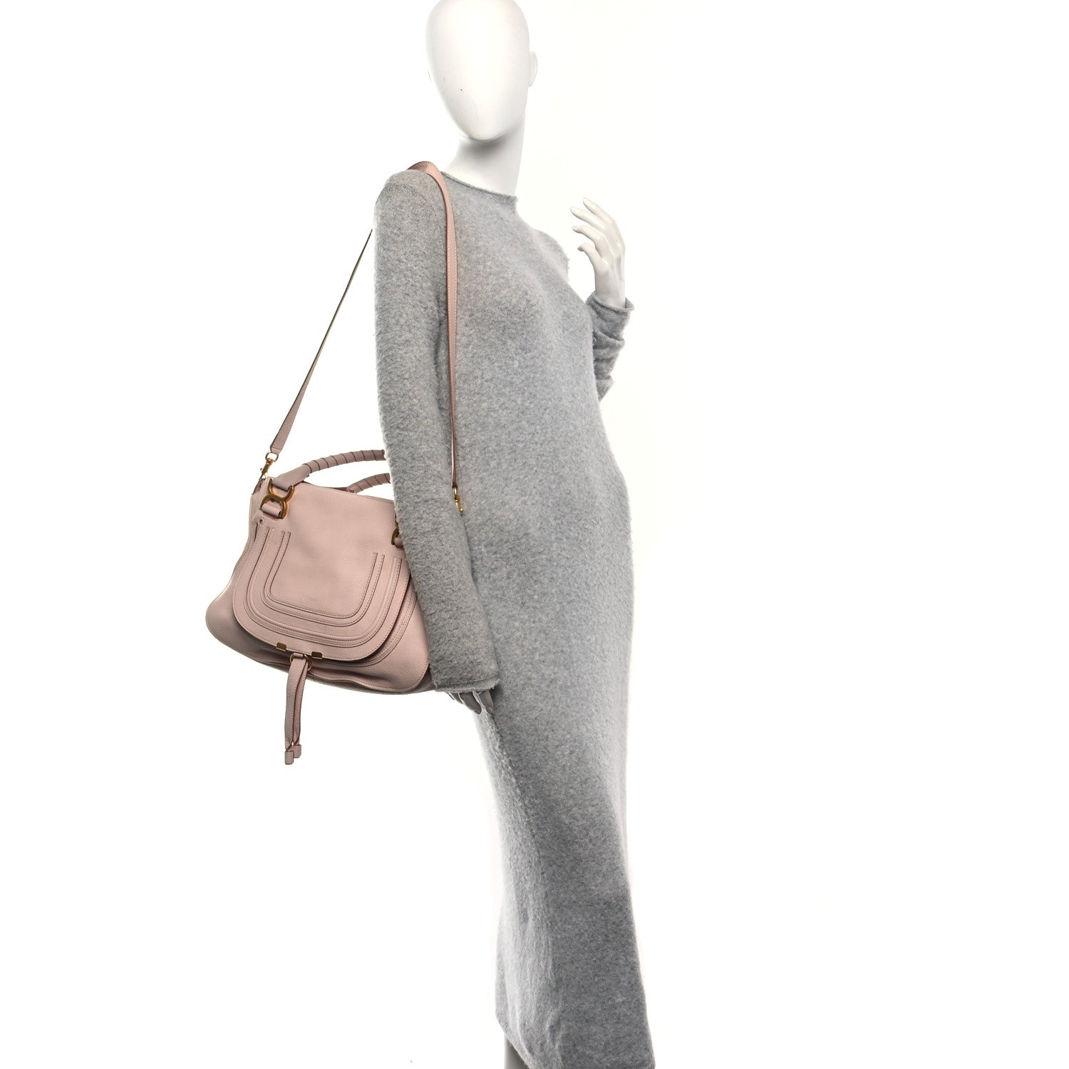 Calfskin Medium Marcie Satchel Nude Pink
