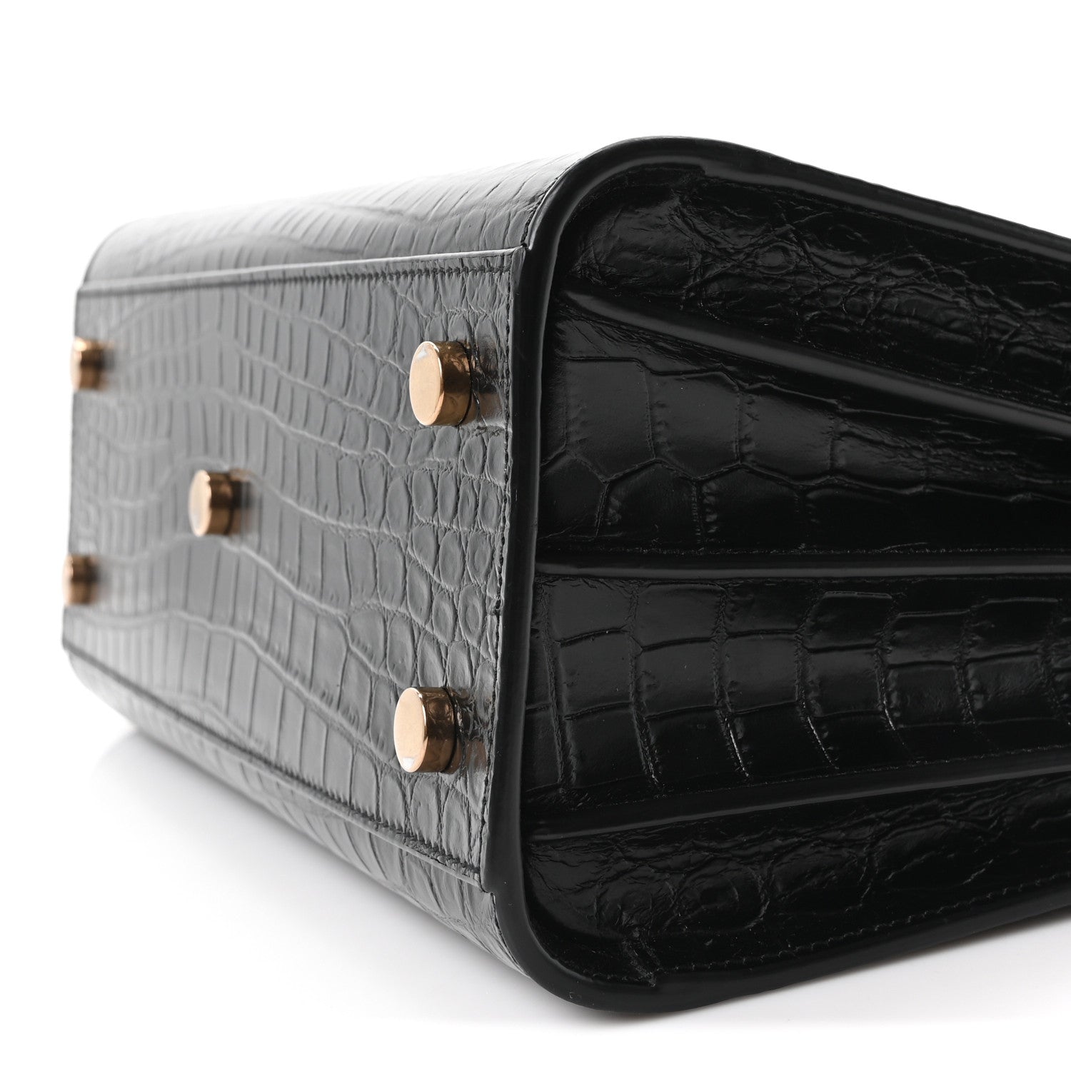 Calfskin Crocodile Embossed Baby Sac De Jour Black