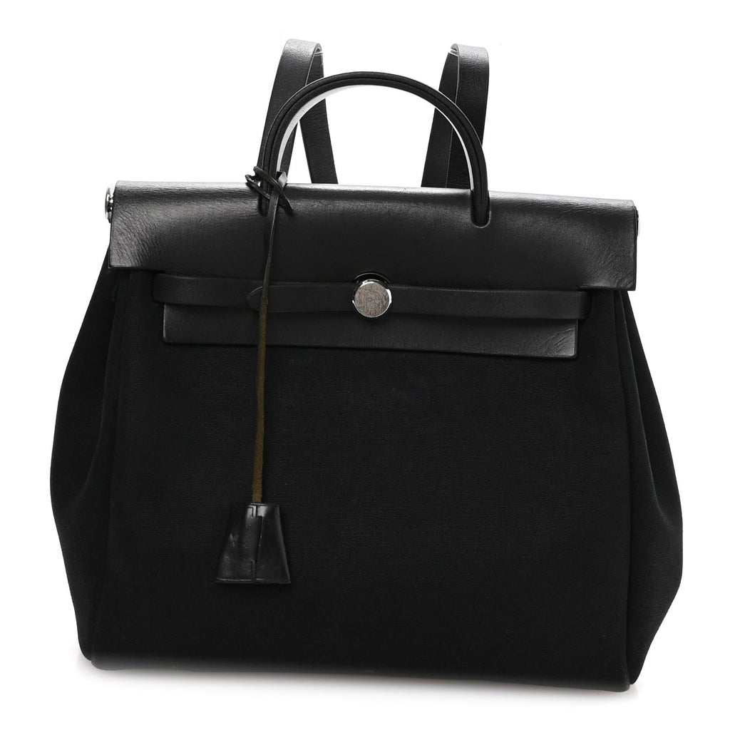 Toile Vache Calfskin Herbag 30 PM Backpack Black
