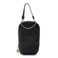 Lambskin Cannage Lady Dior Phone Holder Black