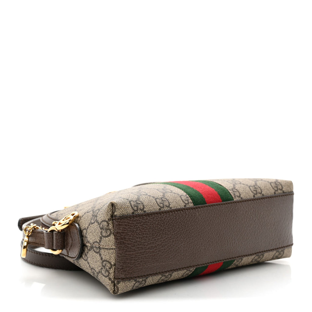 GG Supreme Monogram Textured Dollar Calfskin Web Small Ophidia Dome Shoulder Bag Beige Ebony New Acero