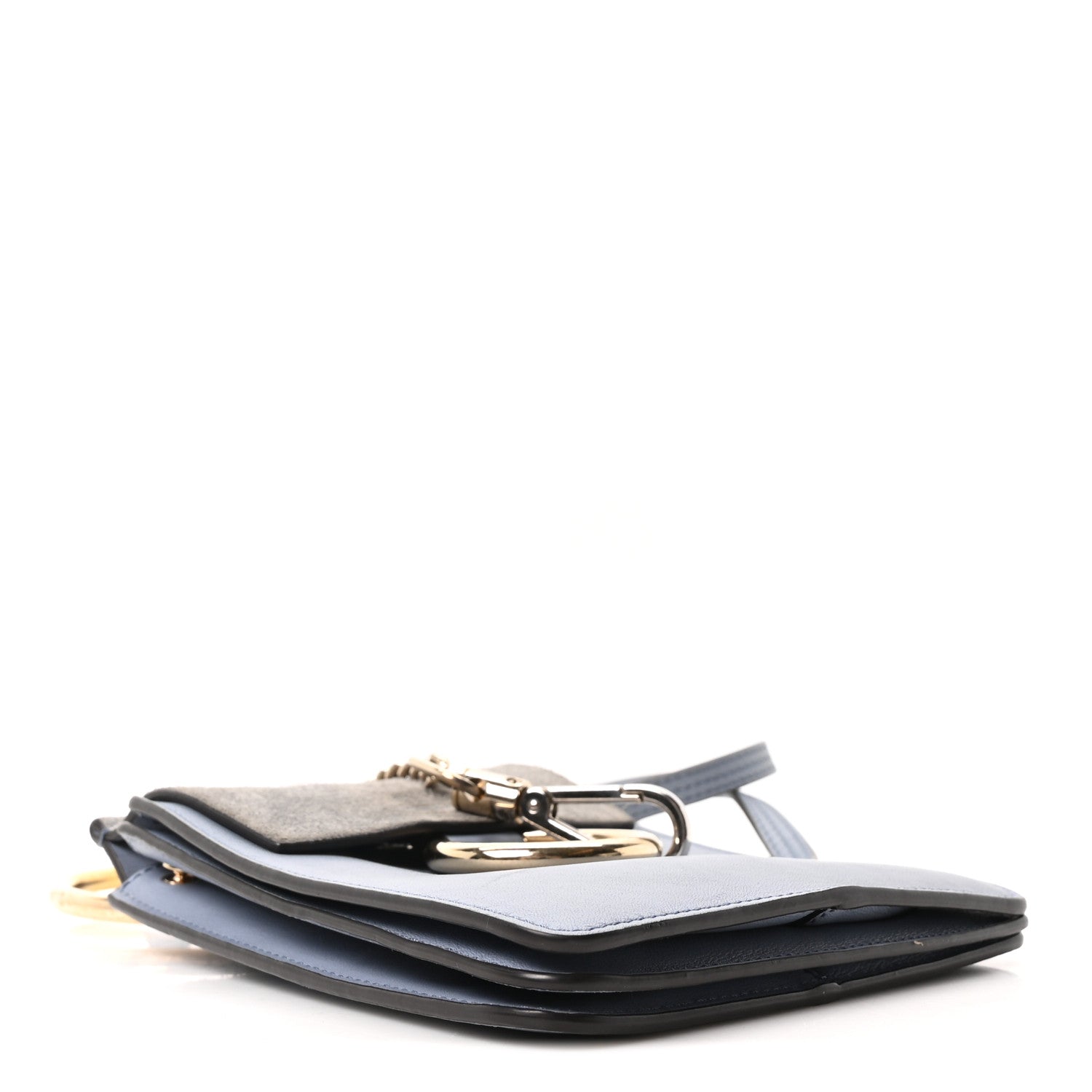 Suede Calfskin Mini Faye Bracelet Bag Washed Blue