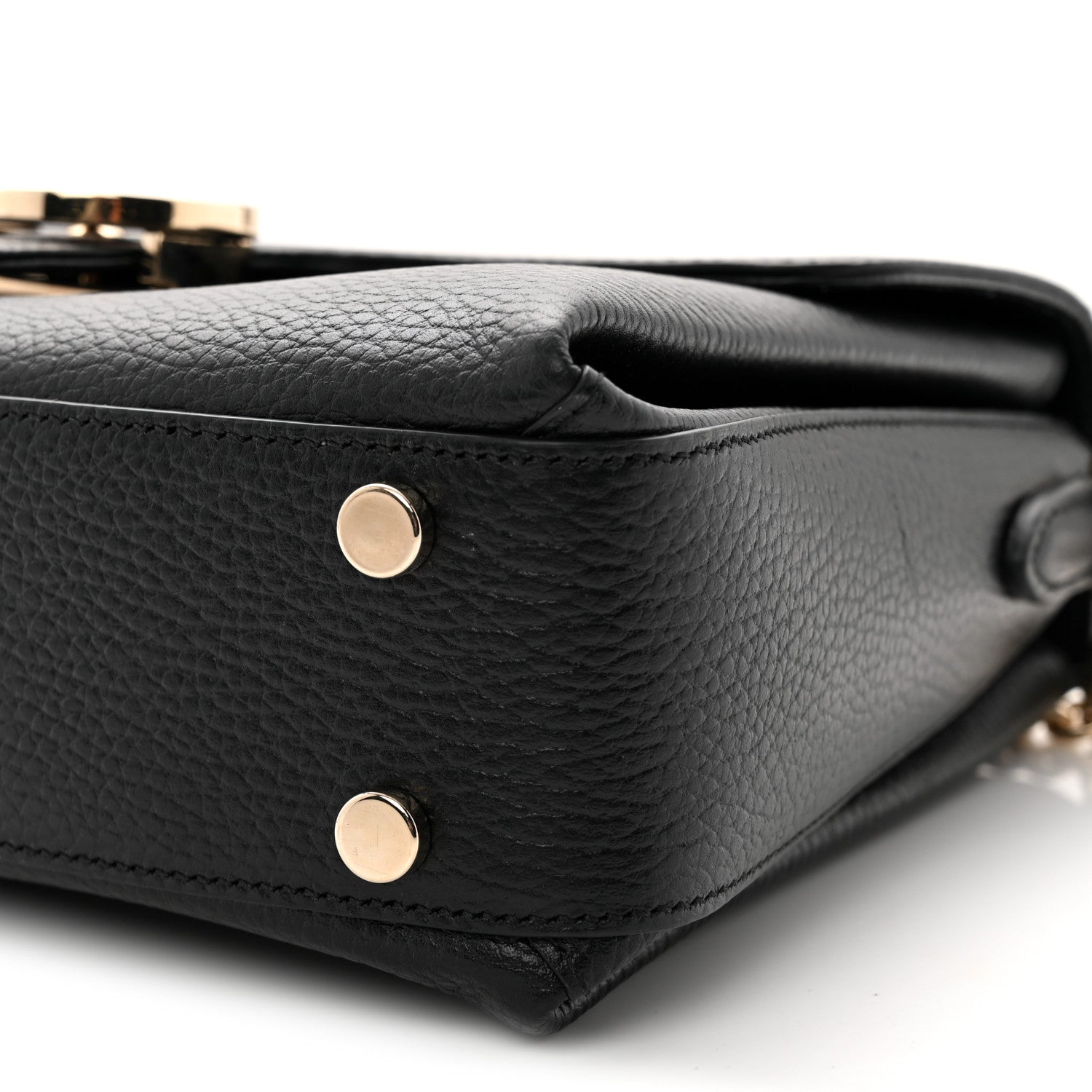 Dollar Calfskin Interlocking G Top Handle Shoulder Bag Black