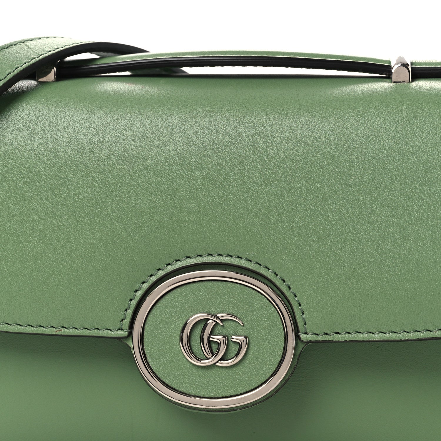 Senna Calfskin Petite GG Top Handle Shoulder Bag Green Soil Grass