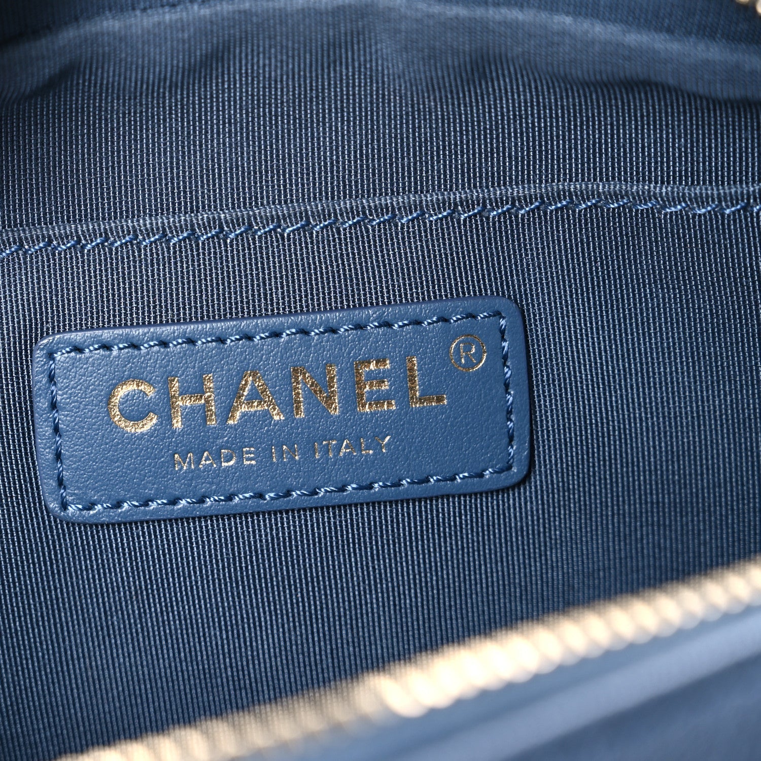 Metallic Goatskin Quilted Casual Trip Waist Bag Blue