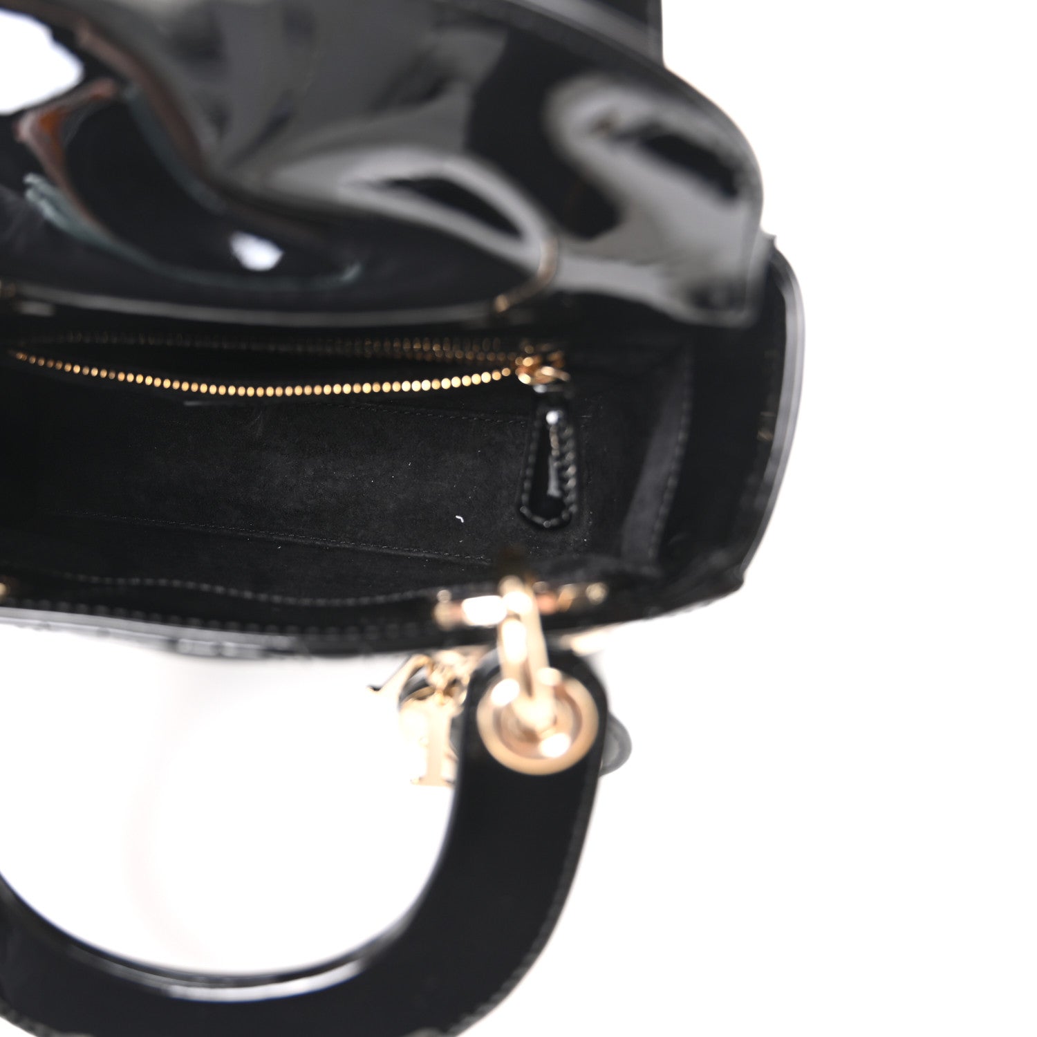 Patent Cannage Mini Lady Dior Black