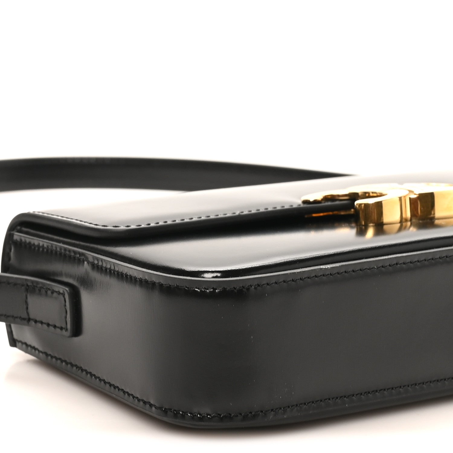 Shiny Calfskin Triomphe Shoulder Bag Black