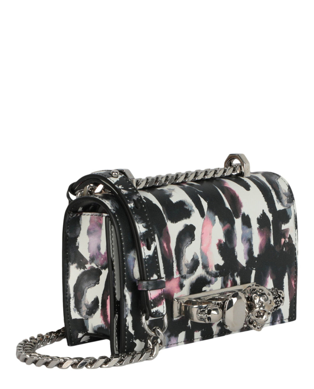 Alexander McQueen Womens Watercolor Graffiti Jewelled Shoulder Bag