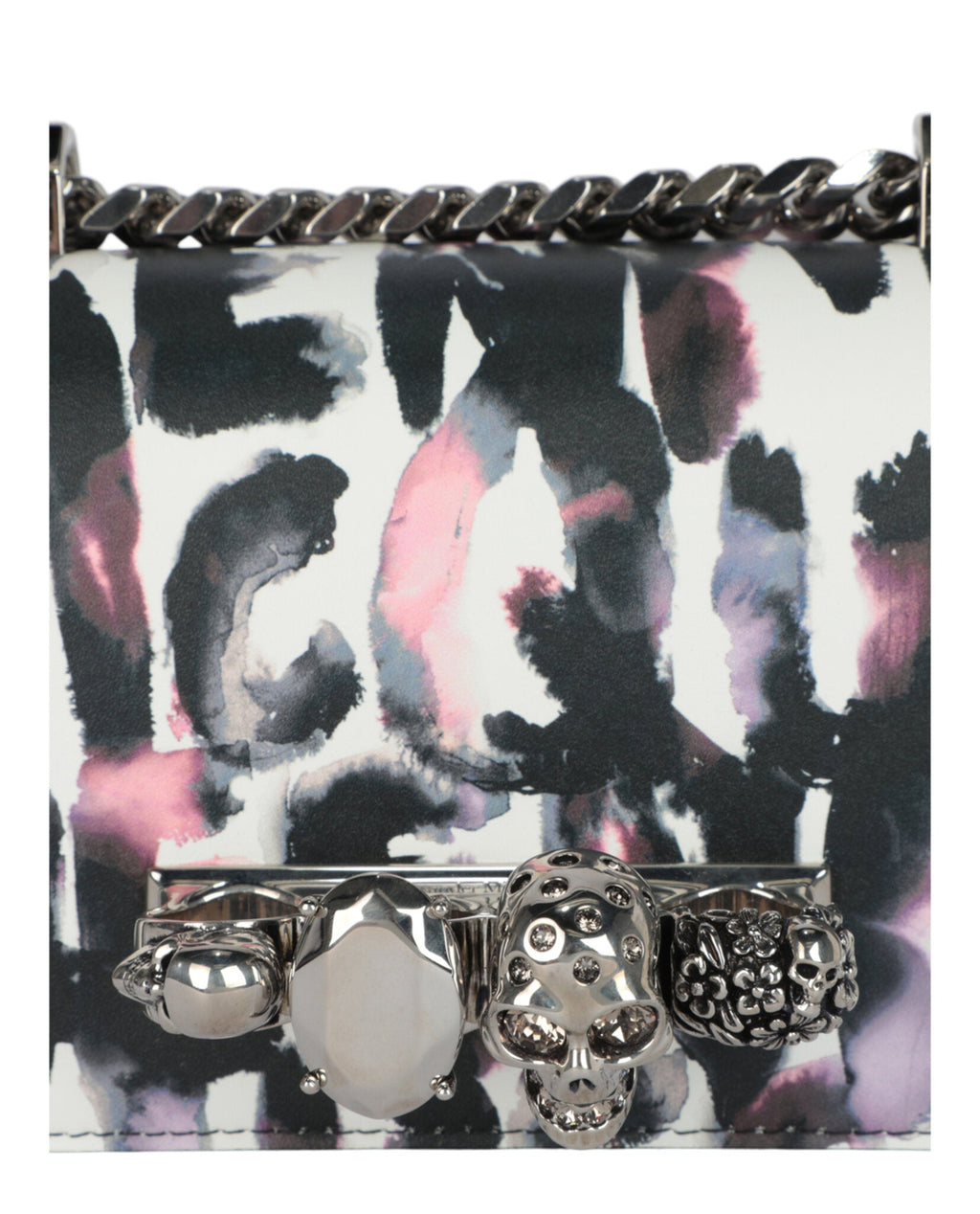 Alexander McQueen Womens Watercolor Graffiti Jewelled Shoulder Bag