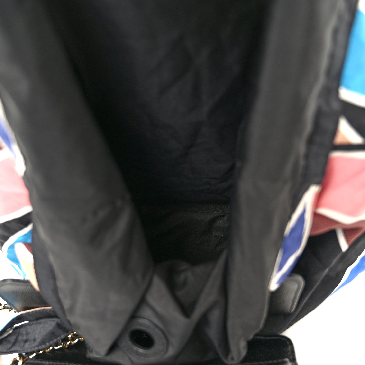 Caviar Fabric Foldable Tote Bag With Chain Black Multicolor