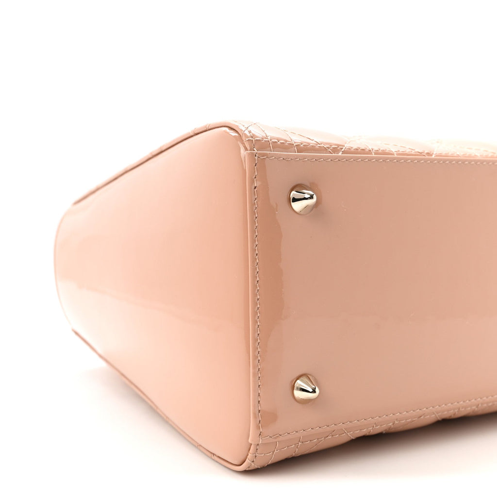 Patent Cannage Medium Lady Dior Rose Des Vents