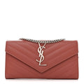 Grain De Poudre Matelasse Chevron Small Monogram Chain Wallet Blush Fonce