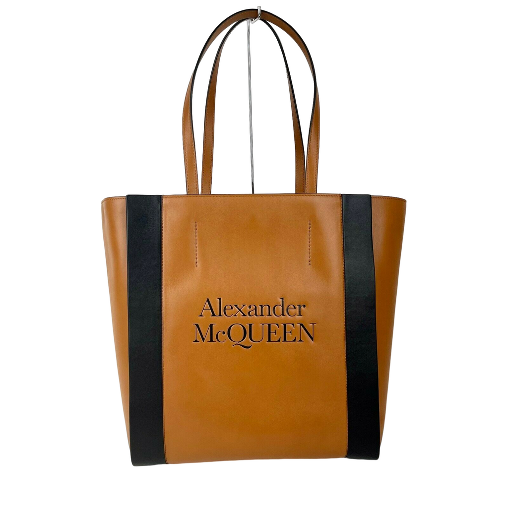 Alexander McQueen Brown Leather Signature Shopper Tote Bag