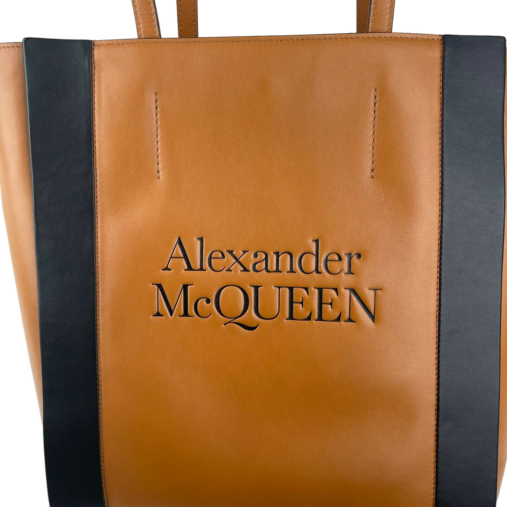 Alexander McQueen Brown Leather Signature Shopper Tote Bag