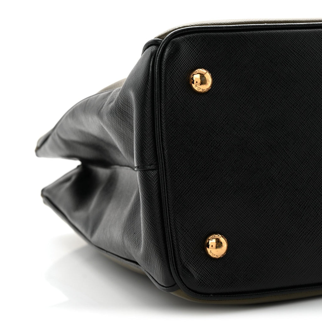 Saffiano Lux Bi-Color Medium Tote Militare Black