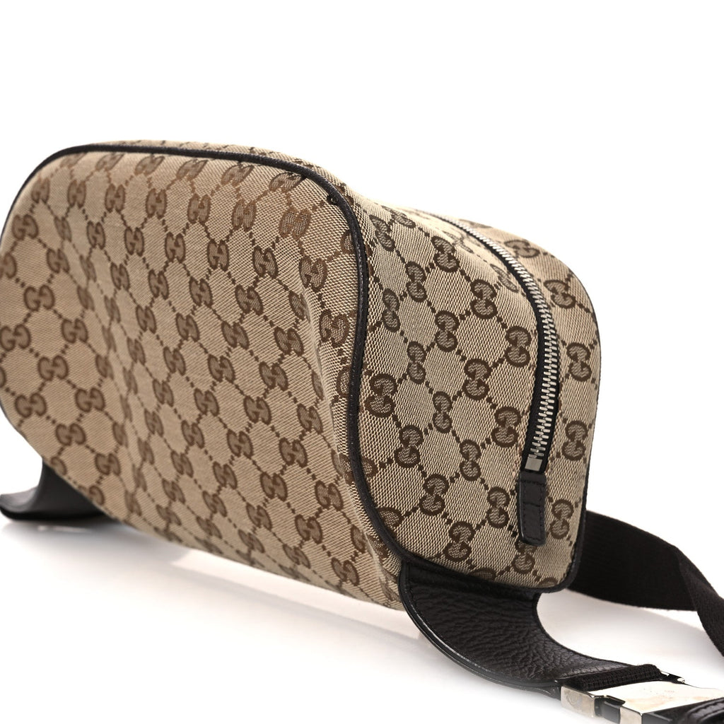 Monogram Dollar Calfskin Waist Pouch Beige Ebony Testa di Moro Marrone Scuro