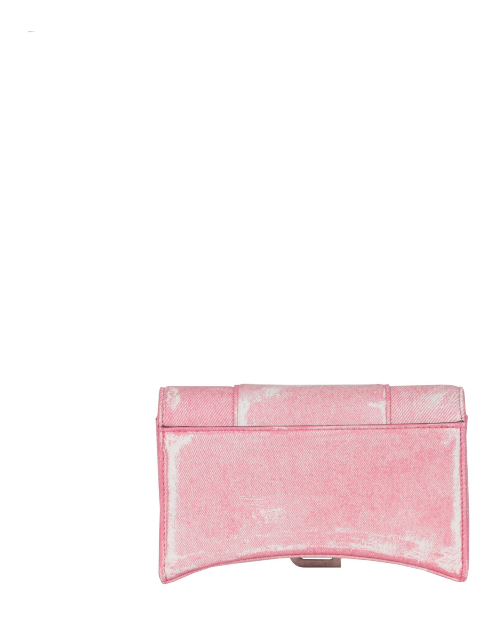 Balenciaga Womens Denim Print Hourglass Wallet On A Chain
