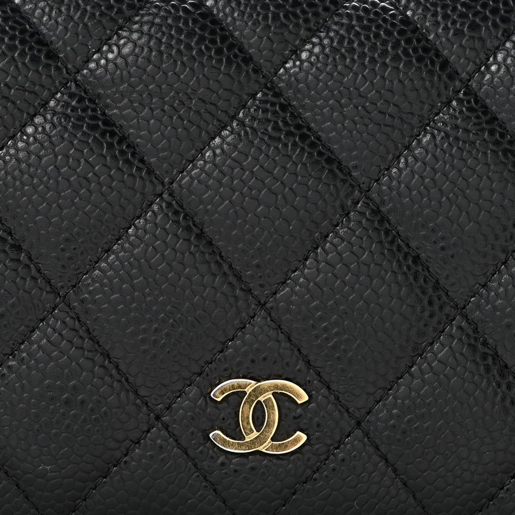 Caviar Quilted Yen Wallet Black