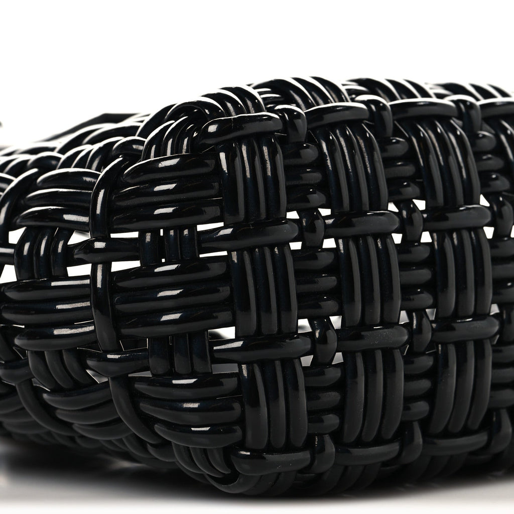 Faux Calfskin Braided Varnished XXS Bistro Basket Black
