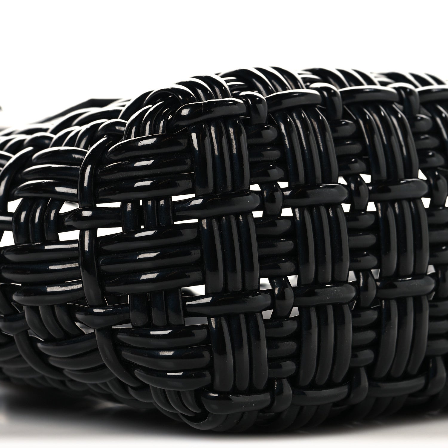 Faux Calfskin Braided Varnished XXS Bistro Basket Black